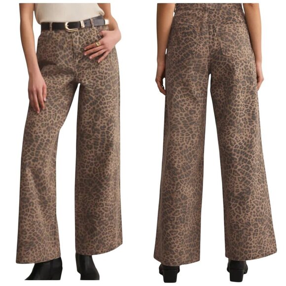 Z Supply Denim - Z Supply Marli Leopard Print Wide Leg Jeans High Rise Denim Size 28 NWT
